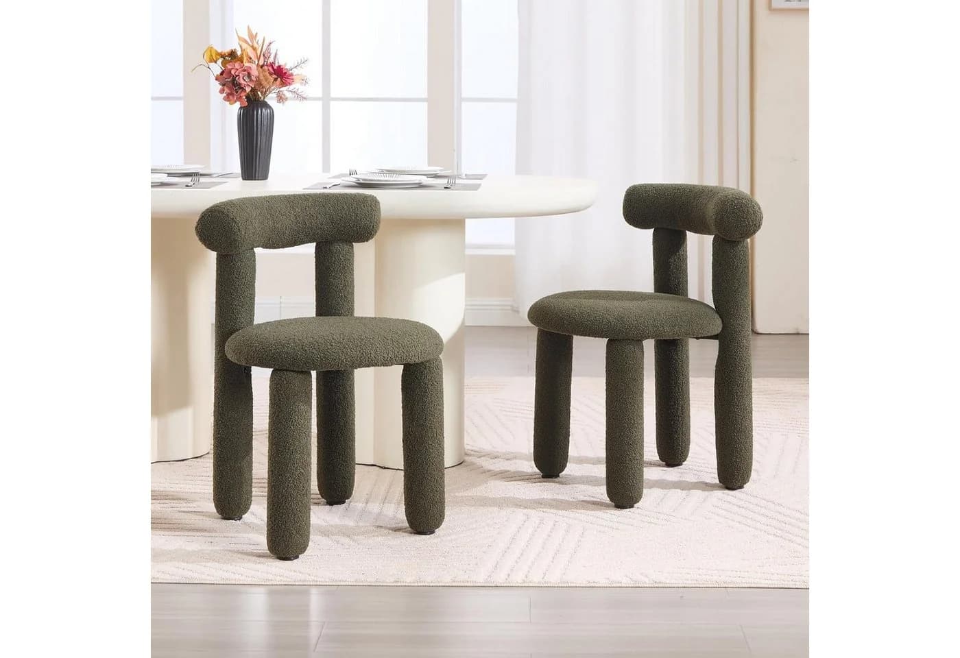 WAHSON OFFICE CHAIRS Esszimmerstuhl 2er Set Moderne Kunstfell