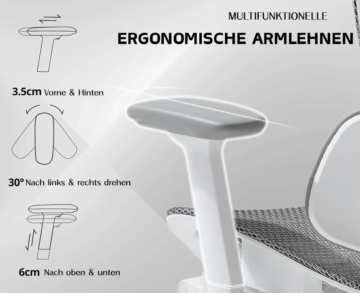 WAHSON Ergonomischer Bürostuhl mit Fußstütze & 3D-Mesh - Bild 4