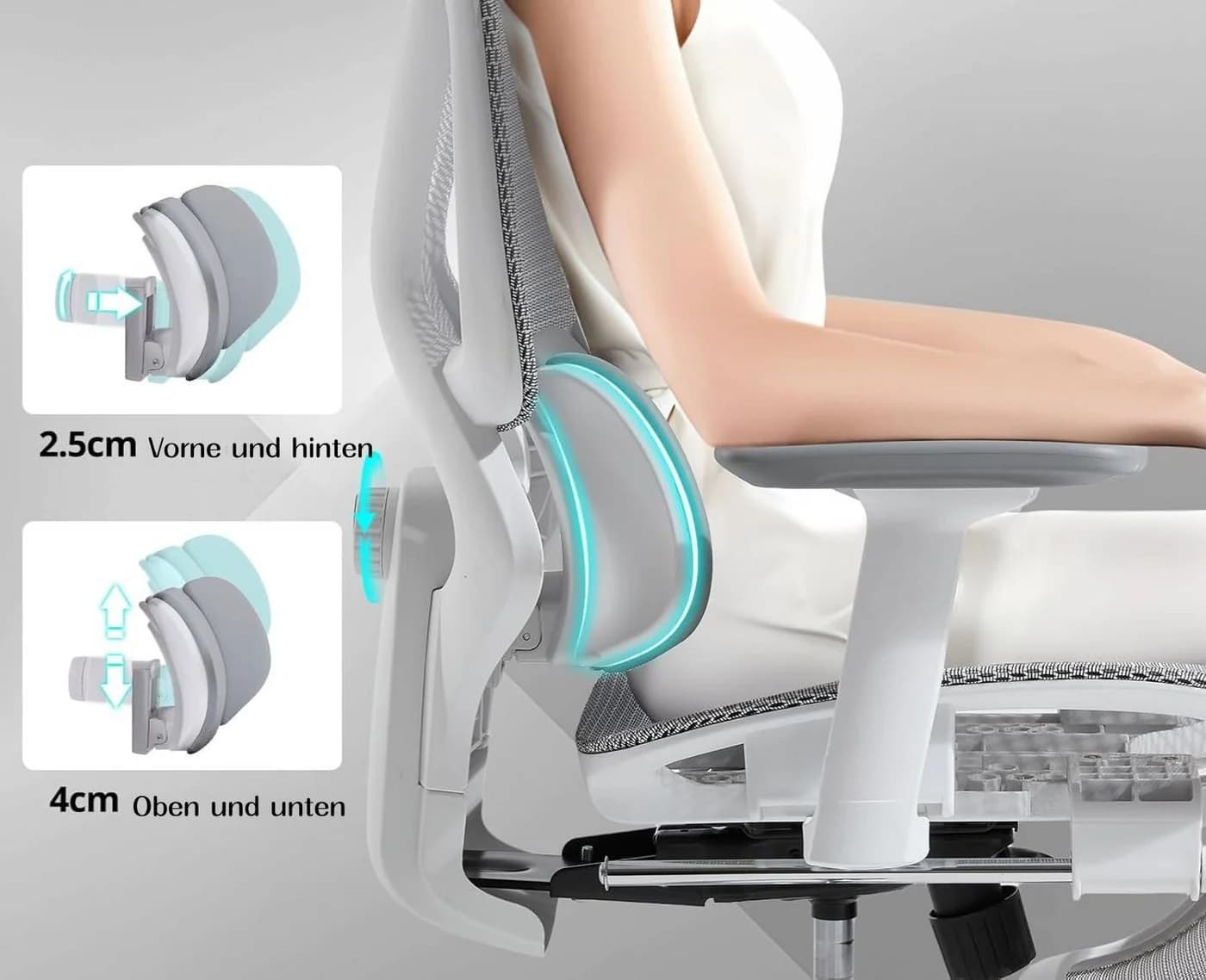 WAHSON Ergonomischer Bürostuhl mit Fußstütze & 3D-Mesh - Bild 5