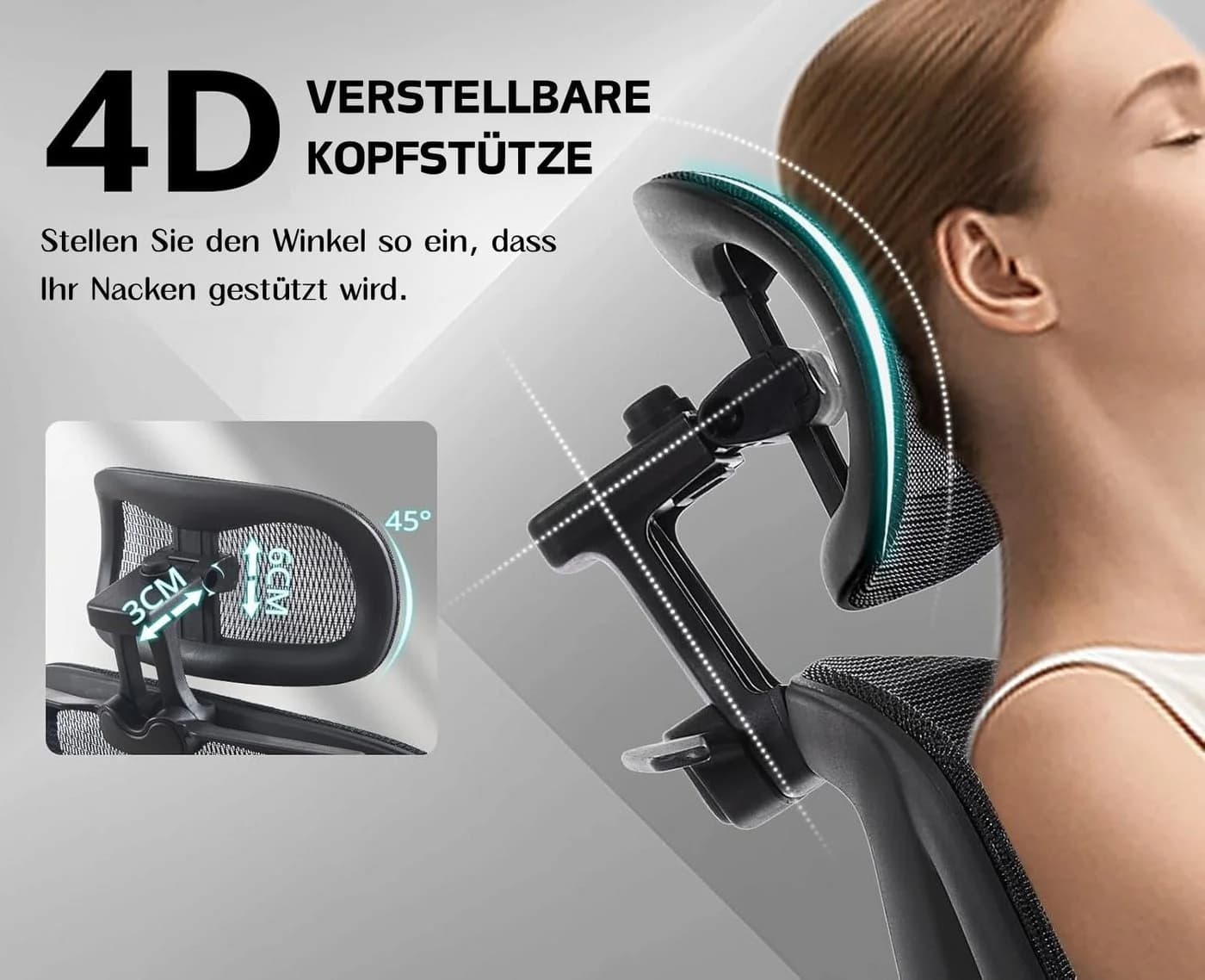 WAHSON OFFICE CHAIRS Ergonomischer Bürostuhl Schwarz mit Fußstütze - Bild 4
