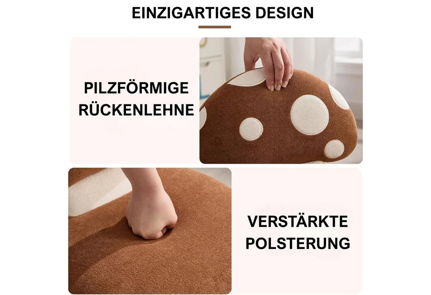 WAHSON Kindersessel Pilz Chenille Braun Massivholz - Bild 5