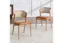 WAHSON OFFICE CHAIRS Esszimmerstuhl 2er Set Rattan Leinen Metallbeine Gelb Bild 1