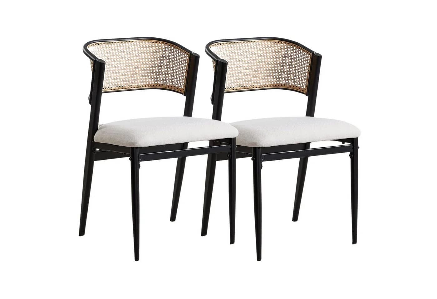 WAHSON OFFICE CHAIRS Esszimmerstuhl 2er Set Rattan Schwarz - Bild 2