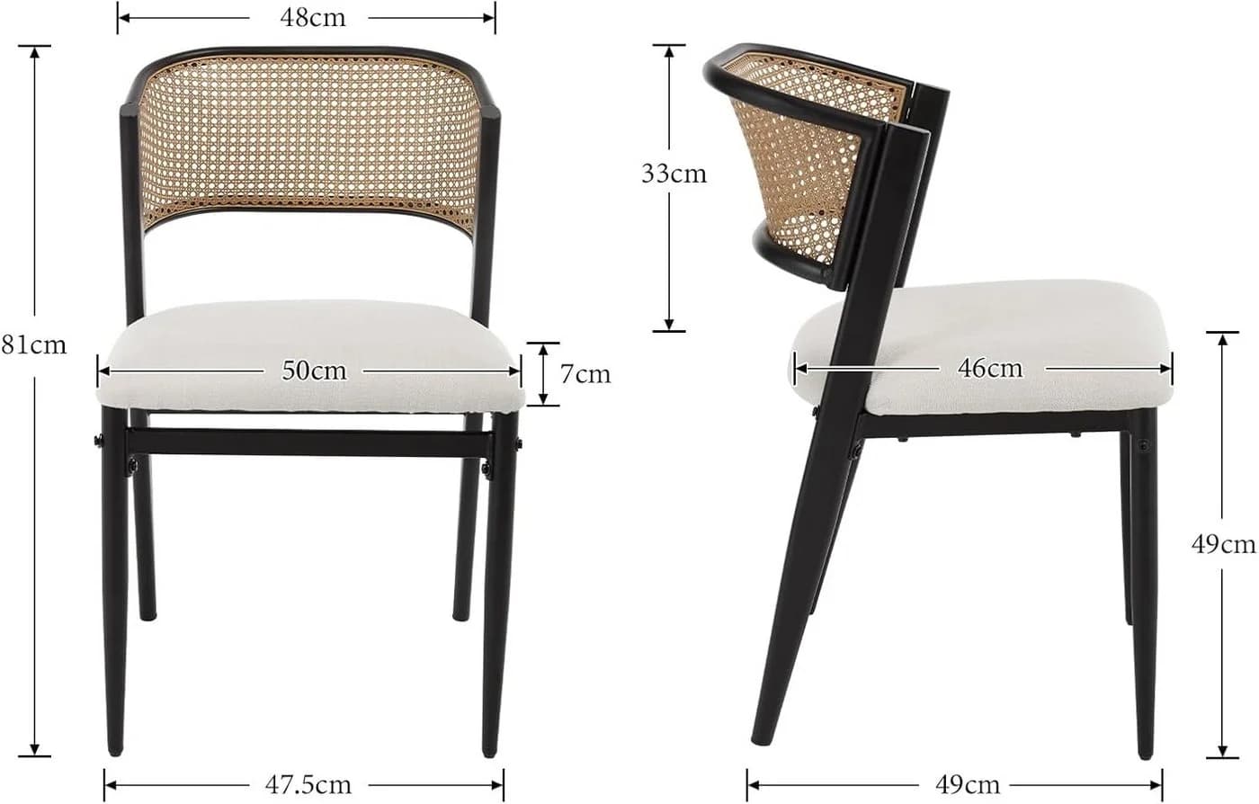 WAHSON OFFICE CHAIRS Esszimmerstuhl 2er Set Rattan Schwarz - Bild 3