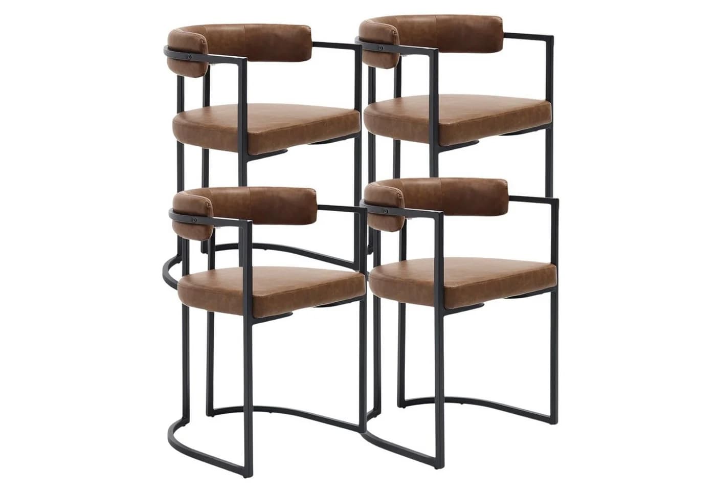 WAHSON Esszimmerstuhl 4er Set Samt/Kunstleder Schwarz Metallbeine - Bild 2