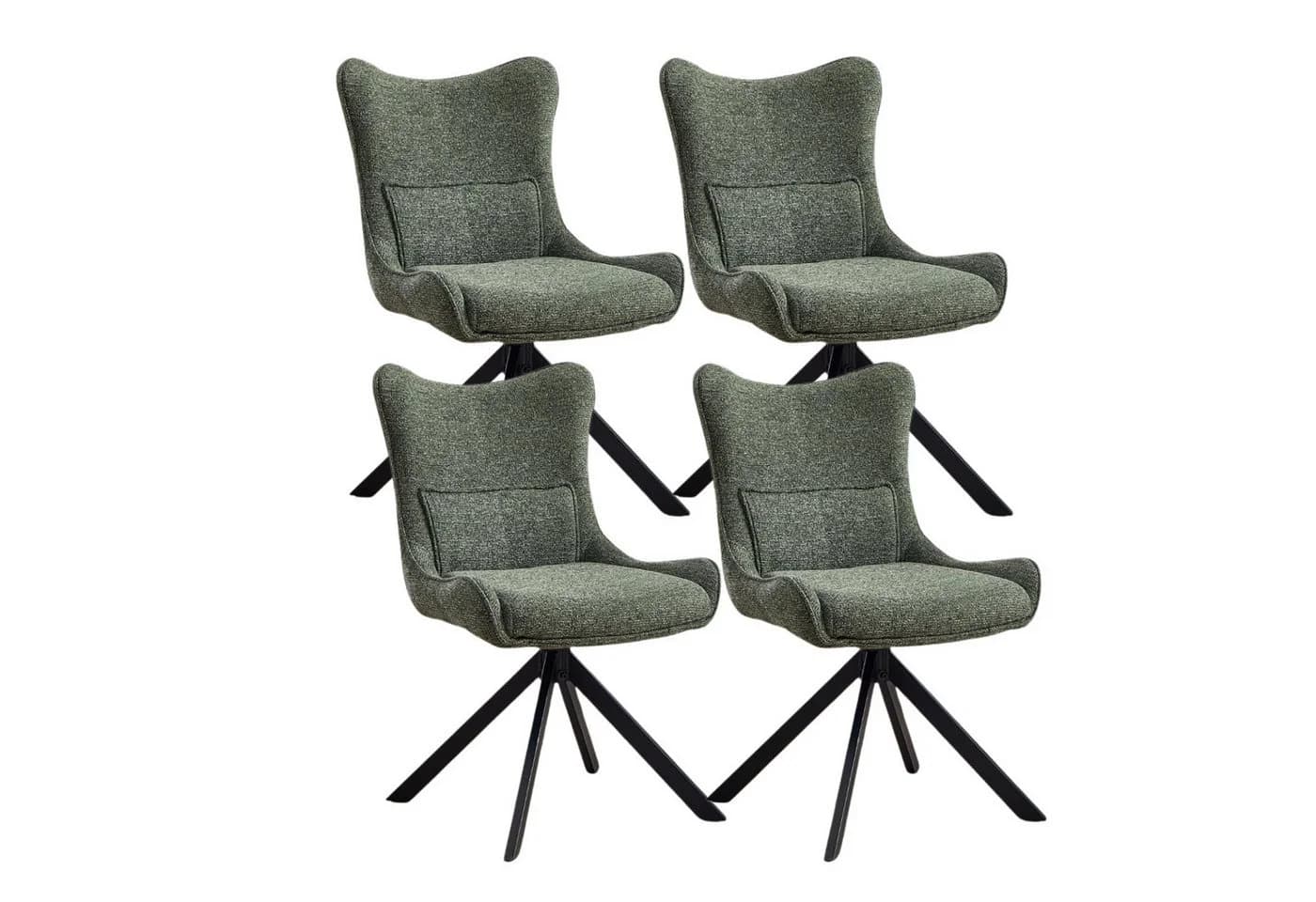 WAHSON OFFICE CHAIRS Esszimmerstuhl 360°Drehbar Chenille Grün Metallbeine - Bild 2