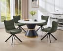 WAHSON OFFICE CHAIRS Esszimmerstuhl 360°Drehbar Chenille Grün Metallbeine Bild 3