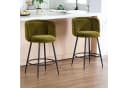 WAHSON OFFICE CHAIRS Barhocker 2er mit Lehne Chenille Grün Bild 3