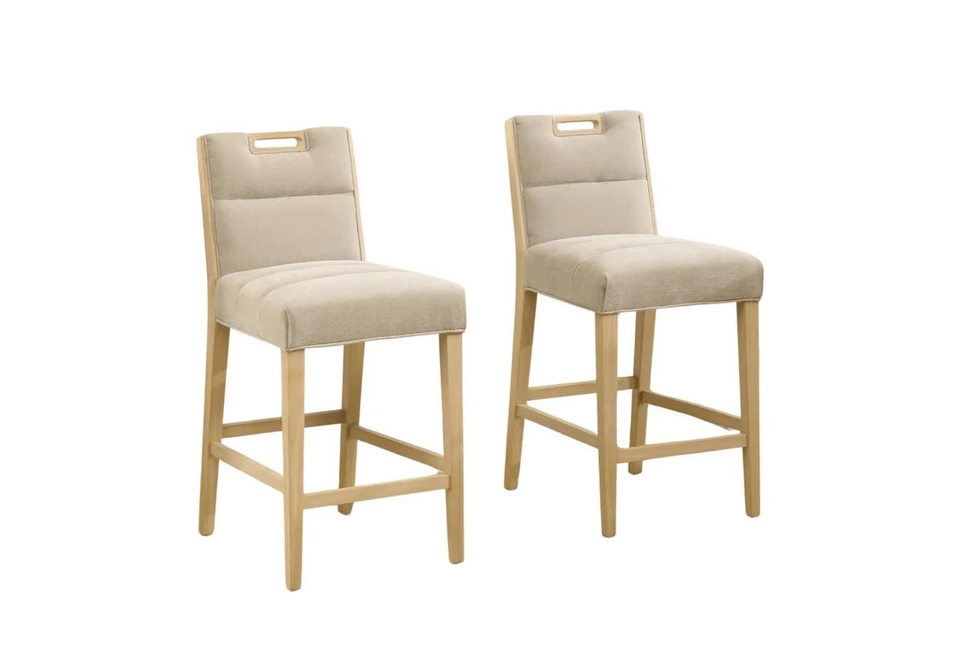WAHSON OFFICE CHAIRS Barhocker 2er Set Beige Chenille mit Lehne - Bild 2