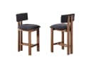 WAHSON OFFICE CHAIRS Barhocker 2er Set Leinen grau mit Holzfüßen Bild 2