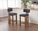 WAHSON OFFICE CHAIRS Barhocker 2er Set Leinen grau mit Holzfüßen Bild 5