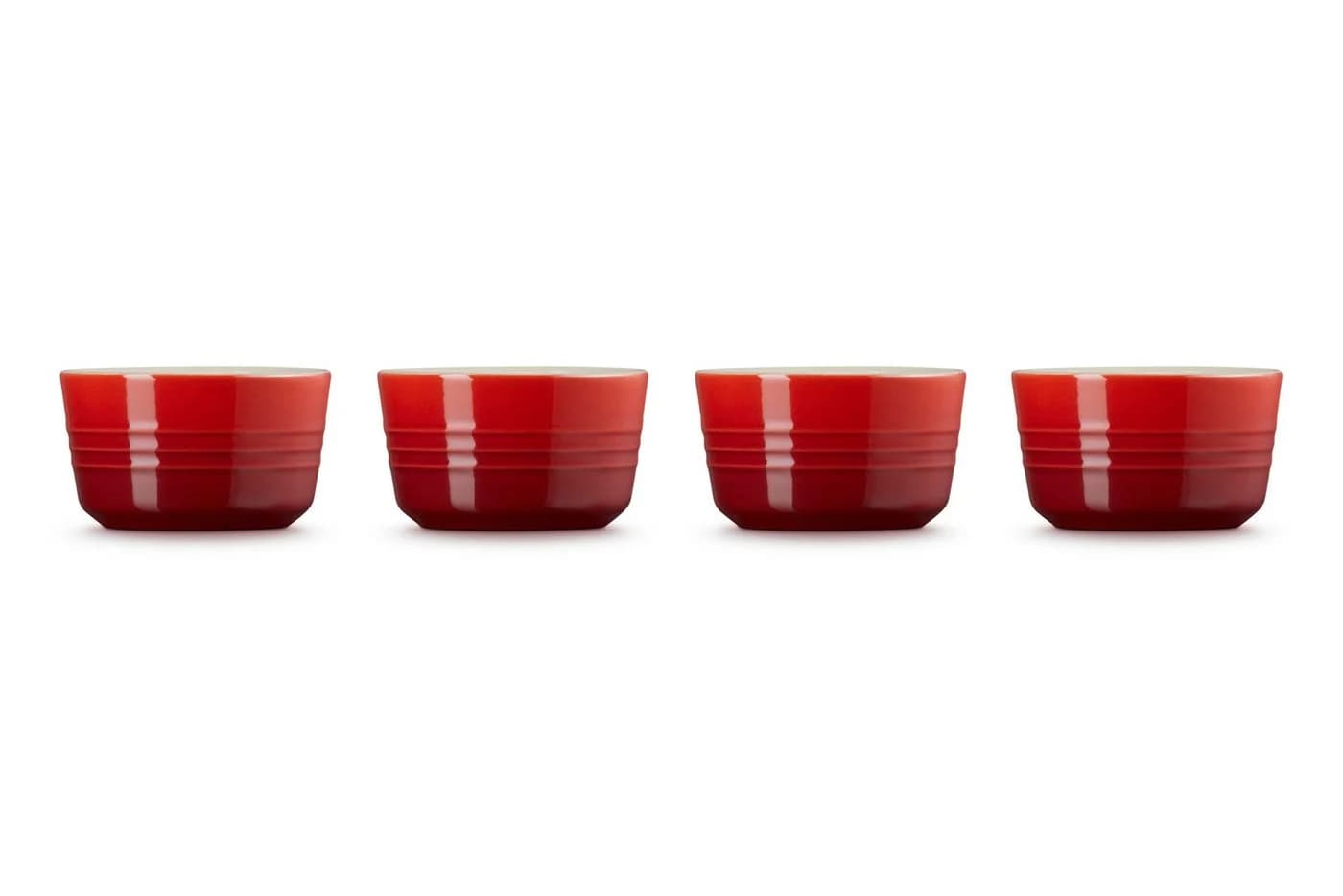 Le Creuset Portionsförmchen 4-er Set Mini Förmchen Steinzeug Kirschrot