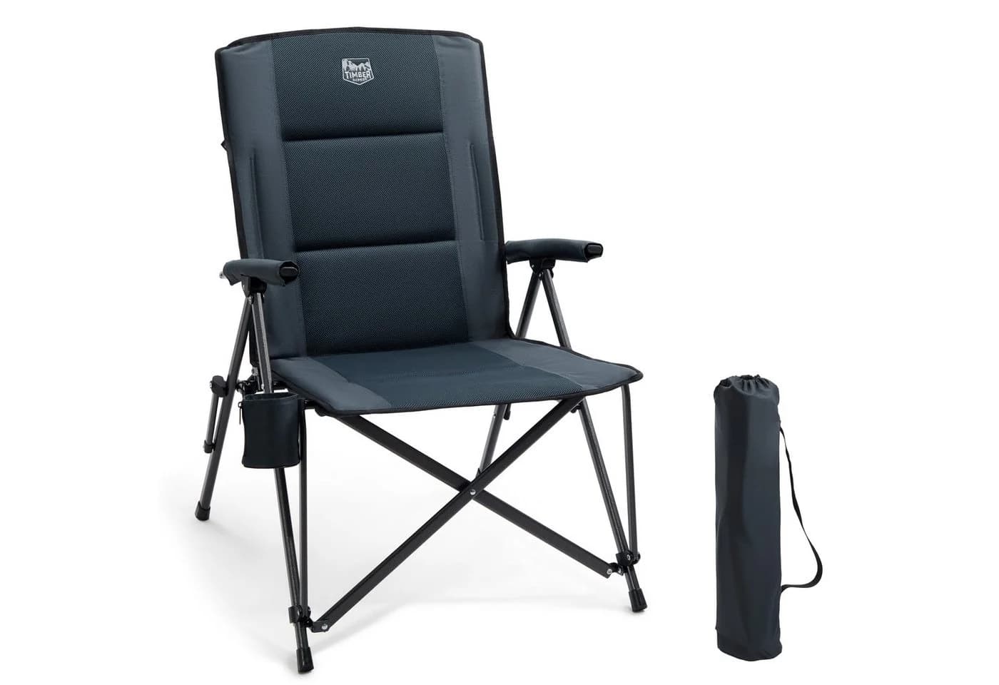TIMBER RIDGE Campingstuhl Faltbar 150kg Belastbar Schwarz - Bild 2
