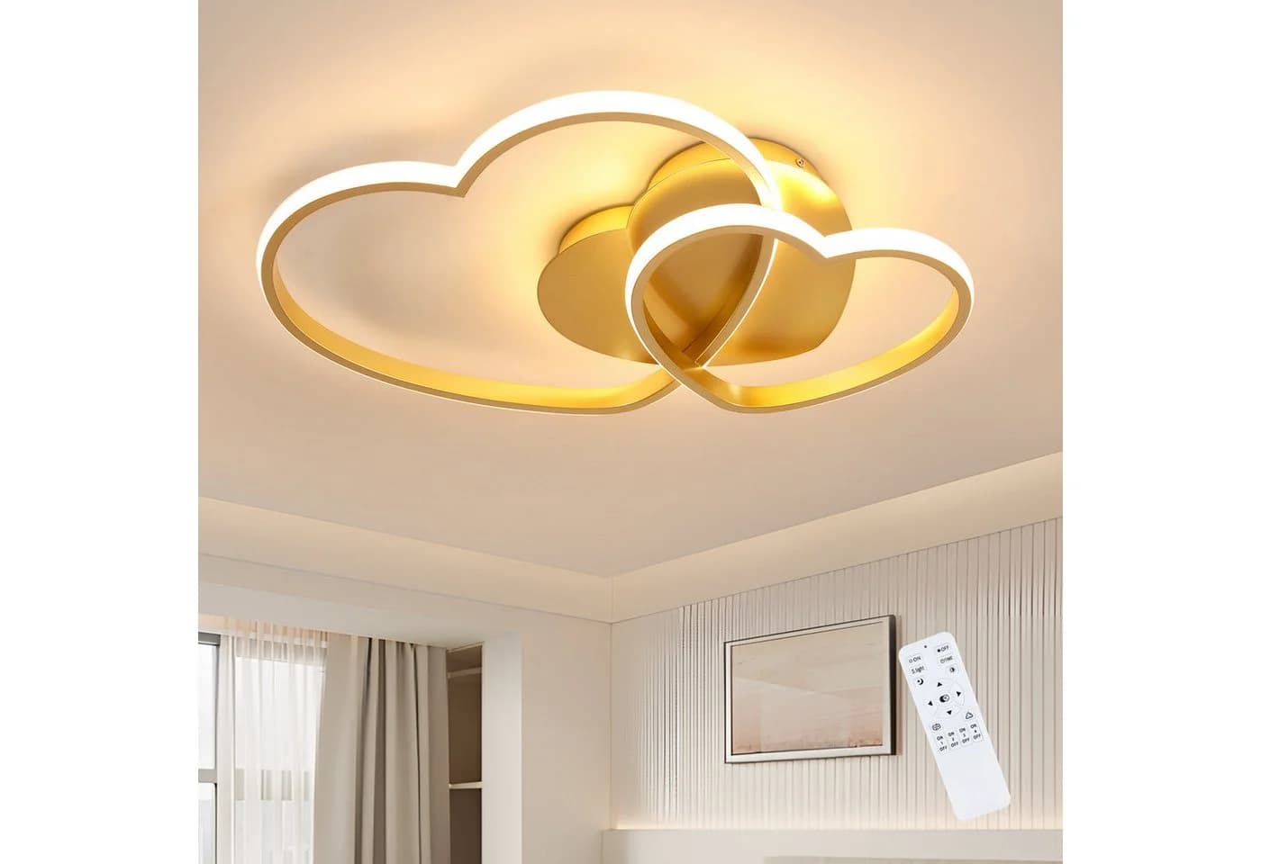Riserva LED Deckenleuchte Herz Gold 39W dimmbar mit Fernbedienung - Bild 3