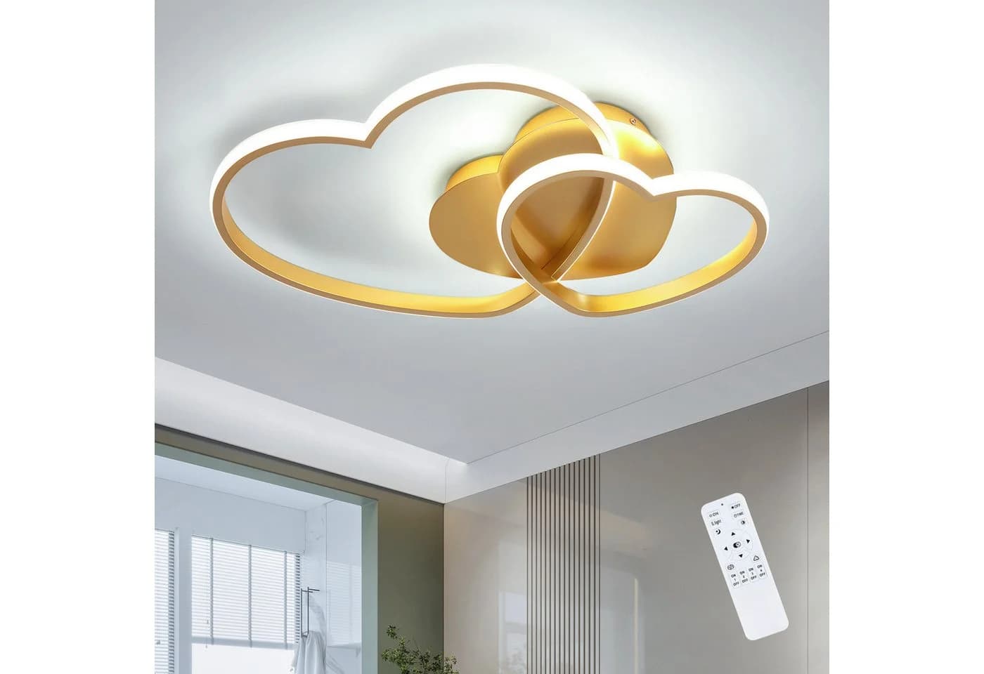 Riserva LED Deckenleuchte Herz Gold 39W dimmbar mit Fernbedienung - Bild 4