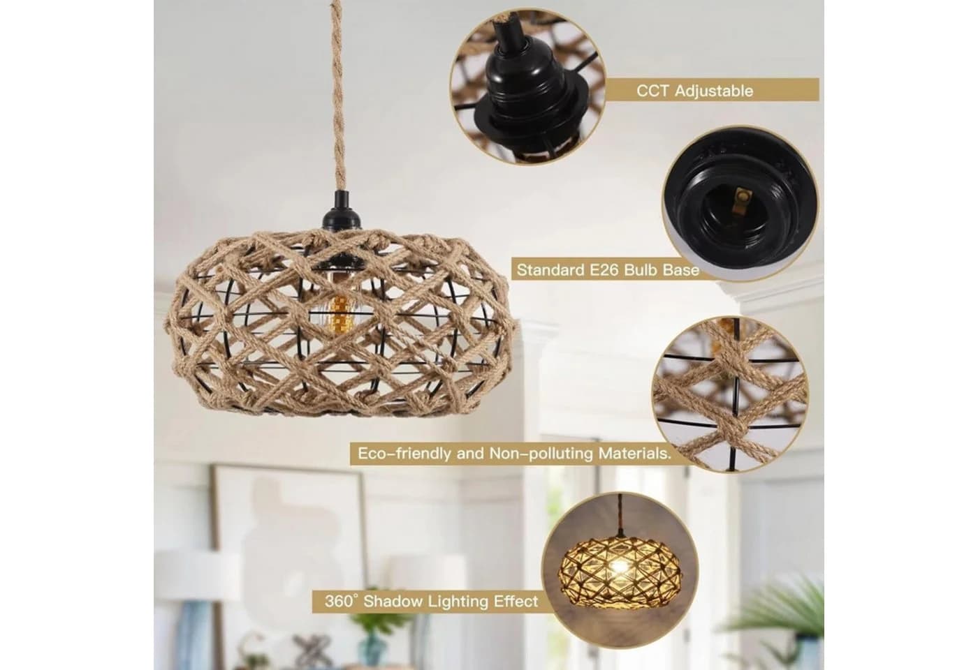 Riserva Hängeleuchte Rattan Boho E27 Ø31 cm - Bild 4