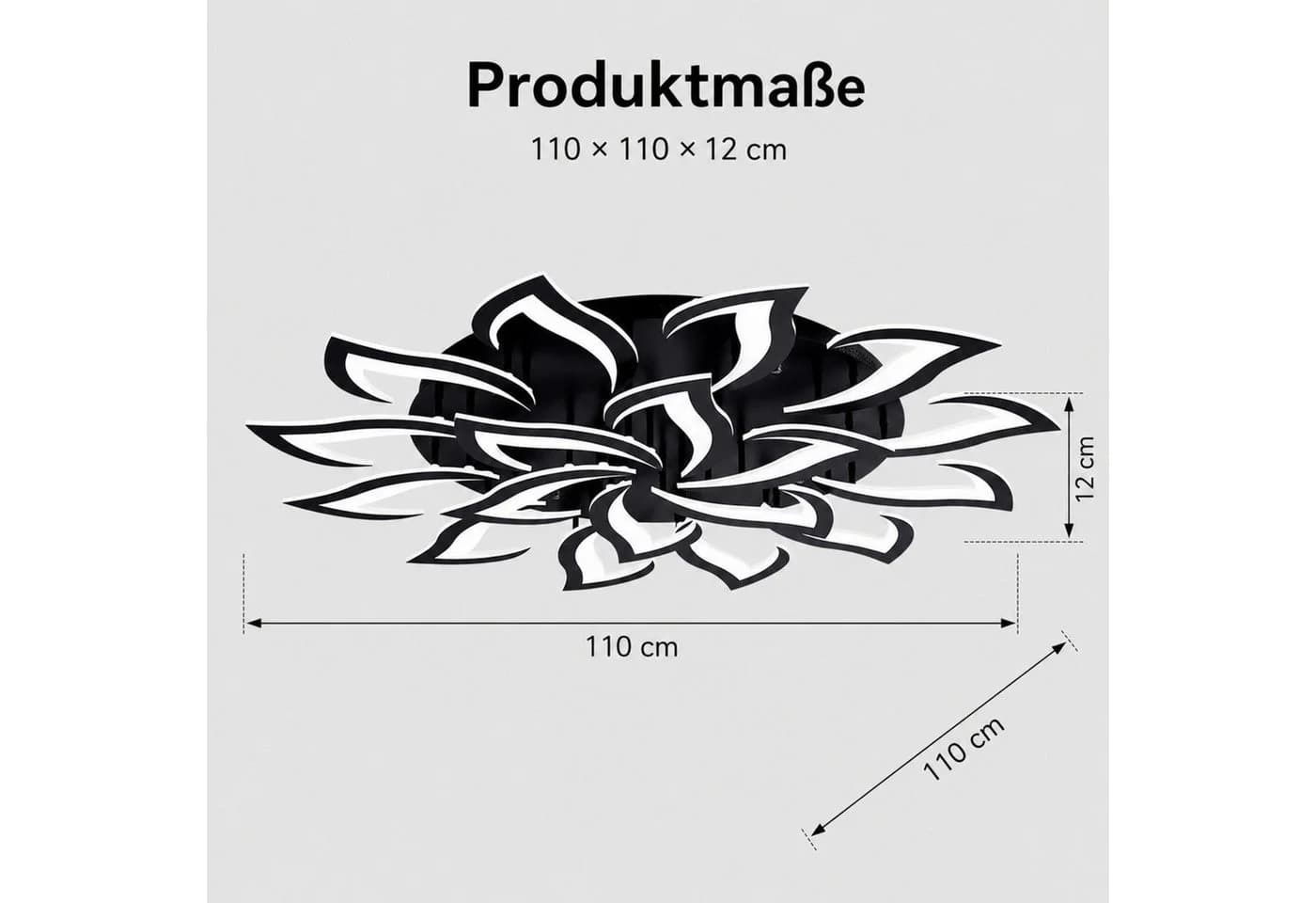 Riserva LED Deckenleuchte 120W Schwarz Dimmbar Fernbedienung - Bild 3