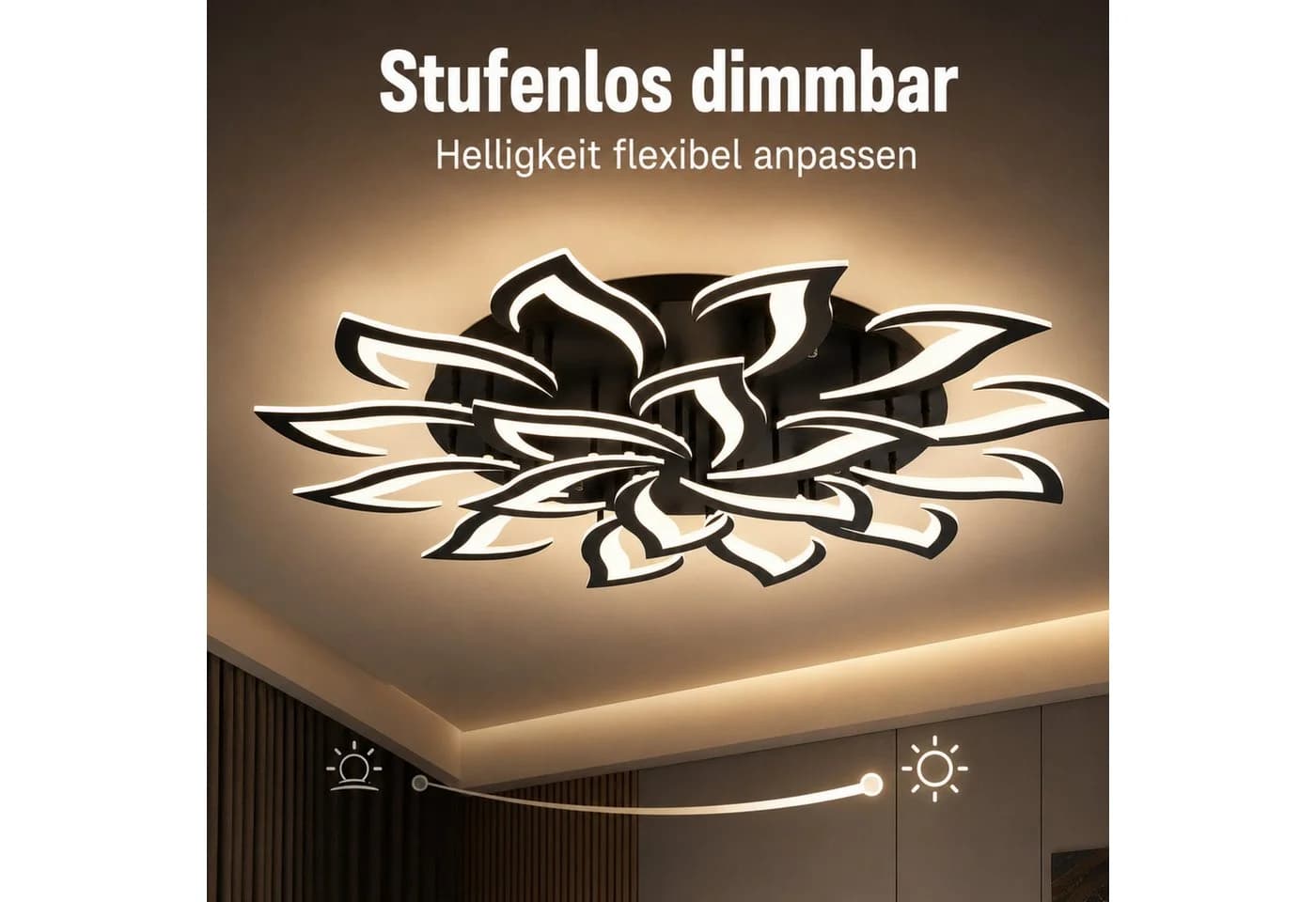 Riserva LED Deckenleuchte 120W Schwarz Dimmbar Fernbedienung - Bild 4