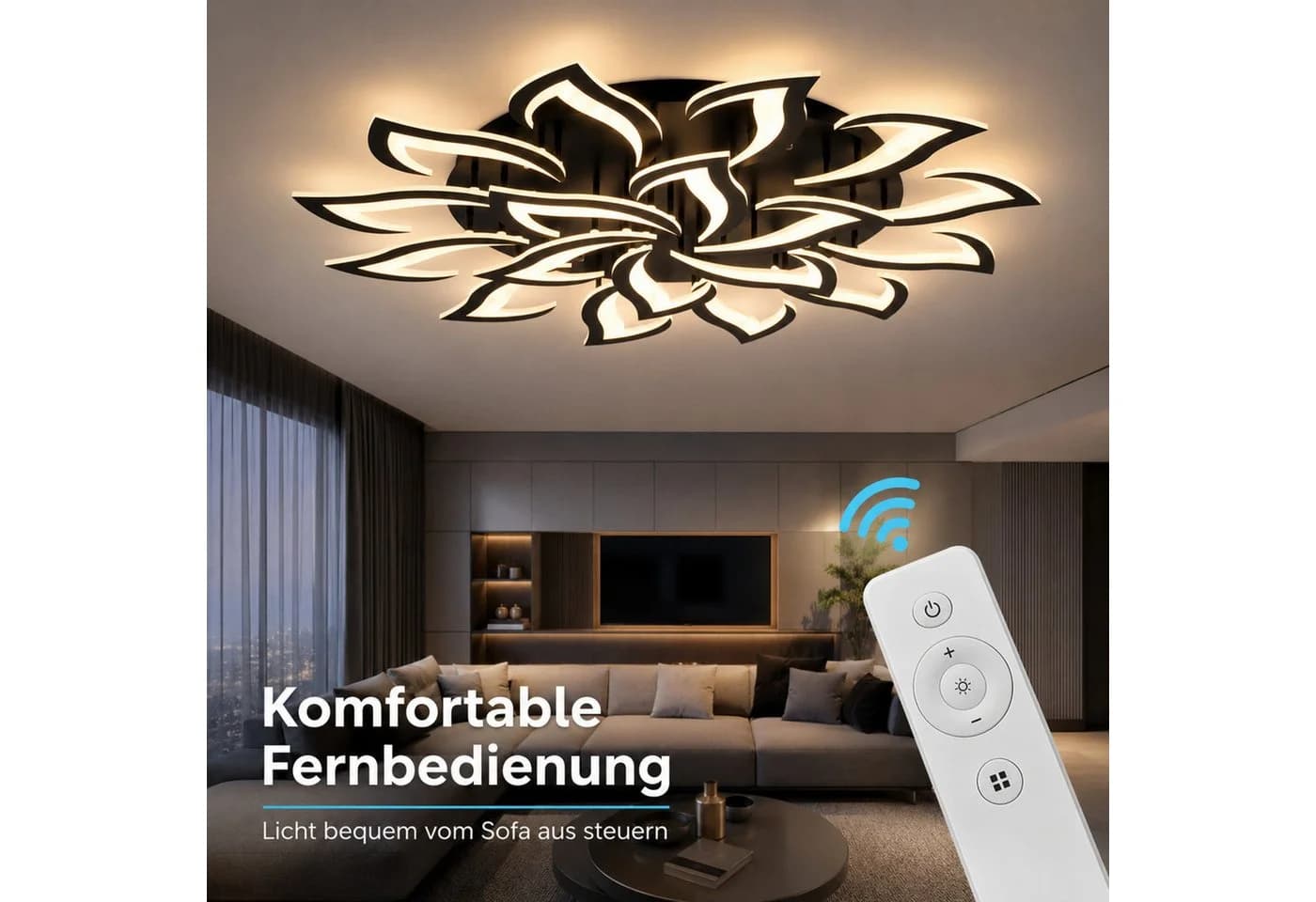 Riserva LED Deckenleuchte 120W Schwarz Dimmbar Fernbedienung - Bild 5