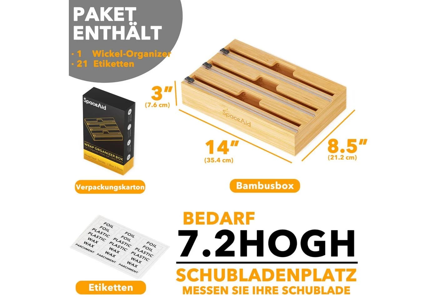 SpaceAid Folienspender 2-in-1 Bambus - Bild 3