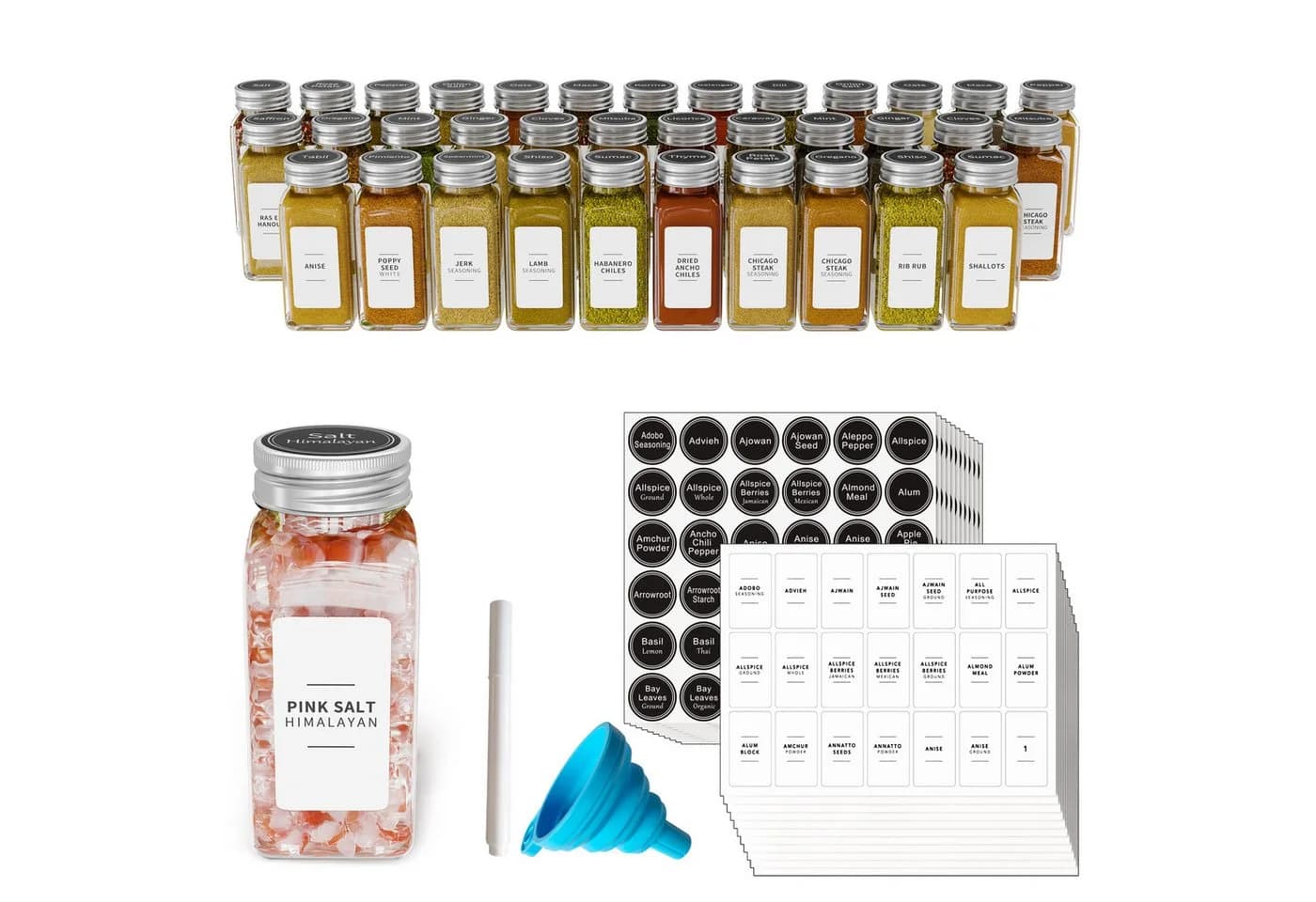 SpaceAid Gewürzbehälter Set 36-tlg. mit Etiketten Transparent - Bild 2
