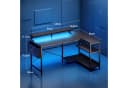 ODK Gamingtisch L Form Schwarz mit LED-Beleuchtung und Steckdosen Bild 1