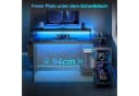 ODK Gamingtisch L Form Schwarz mit LED-Beleuchtung und Steckdosen Bild 4