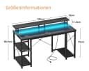 ODK Gamingtisch 120 cm Schwarz mit LED-Beleuchtung und Steckdosen Bild 1