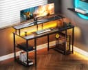 ODK Gamingtisch 120 cm Schwarz mit LED-Beleuchtung und Steckdosen Bild 2