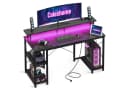 ODK Gamingtisch 120 cm Schwarz mit LED-Beleuchtung und Steckdosen Bild 3
