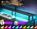 ODK Gamingtisch 120 cm Schwarz mit LED-Beleuchtung und Steckdosen Bild 5