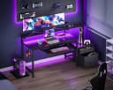 ODK Gamingtisch mit LED-Beleuchtung und USB-Anschlüssen Schwarz Bild 2