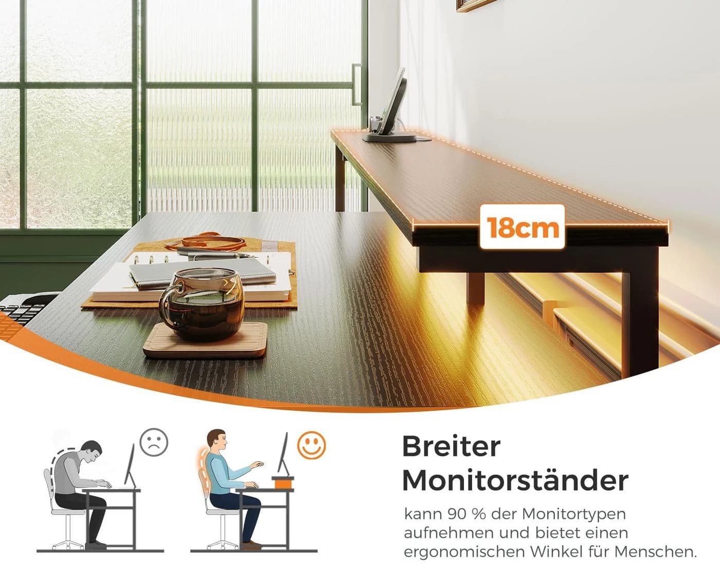 ODK Gamingtisch mit LED-Beleuchtung und USB-Anschlüssen Schwarz - Bild 5
