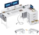 ODK Eckschreibtisch L-Form mit 4 Schubladen & USB-Anschlüssen Weiß Bild 2