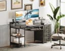 ODK Schreibtisch mit 4 Schubladen, Tastaturablage, Schwarz Bild 1