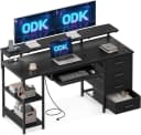 ODK Schreibtisch mit 4 Schubladen, Tastaturablage, Schwarz Bild 2