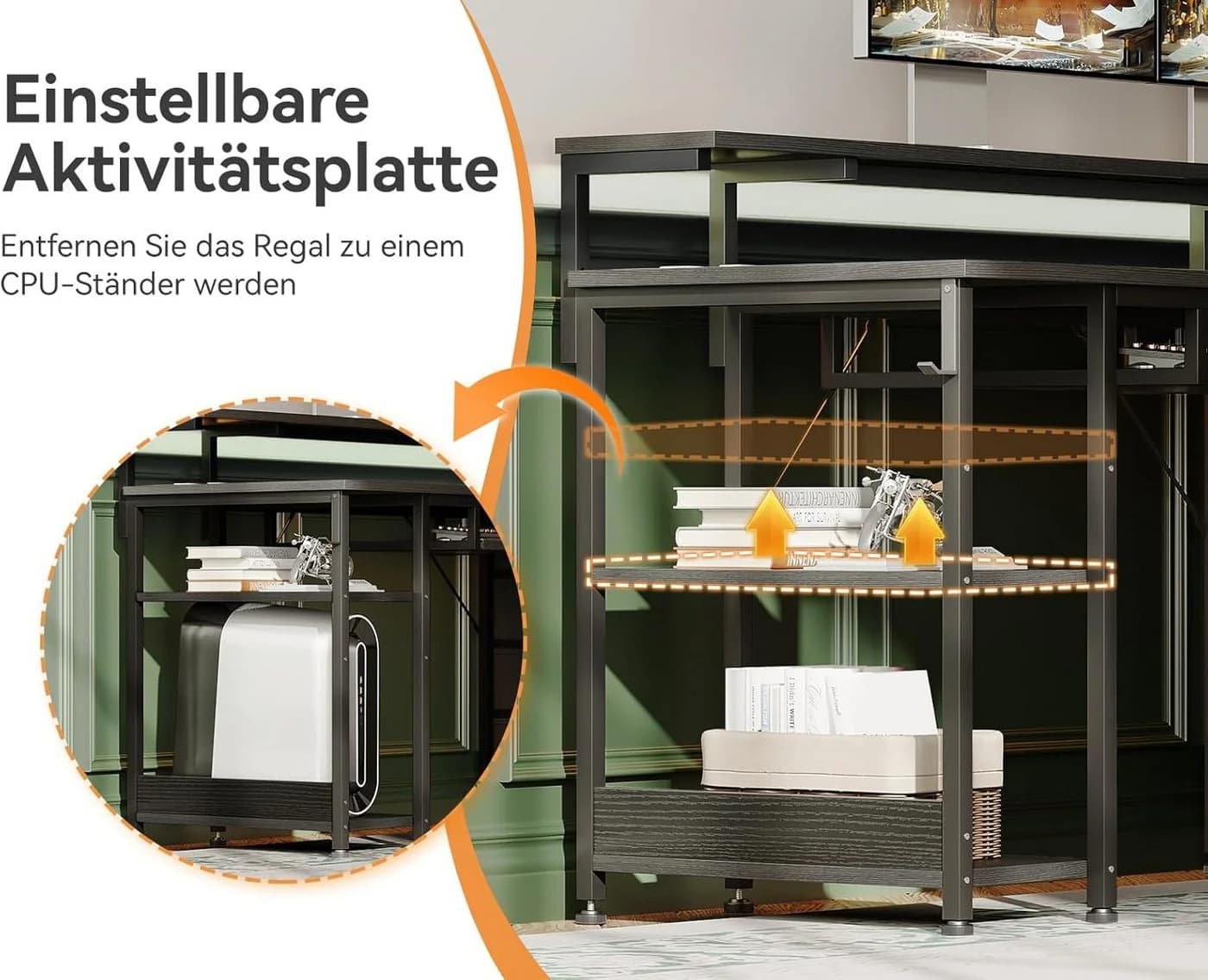 ODK Schreibtisch mit 4 Schubladen, Tastaturablage, Schwarz - Bild 4