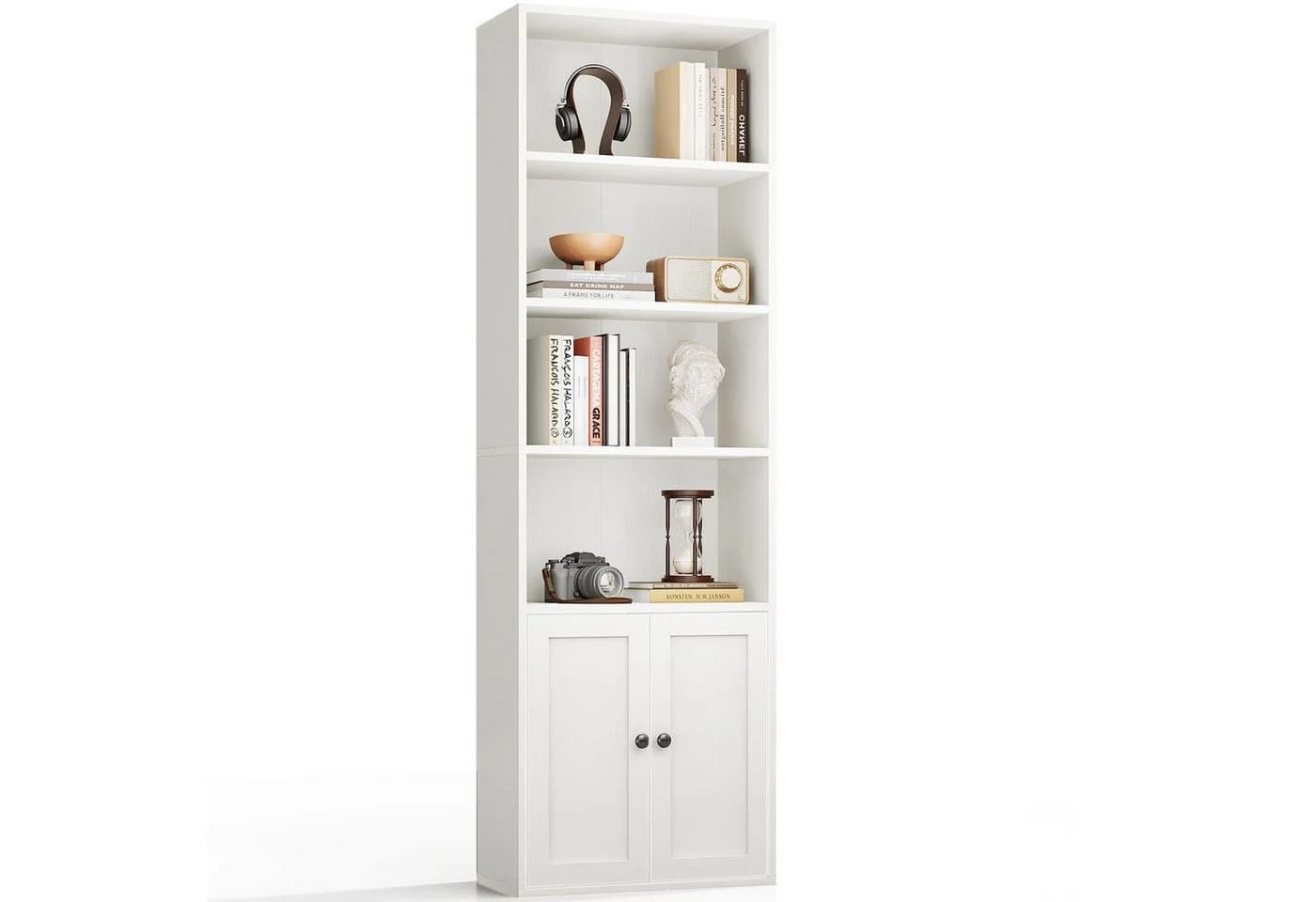 ODK Bücherregal mit Türen, 6 Ebenen, Weiß - Bild 2