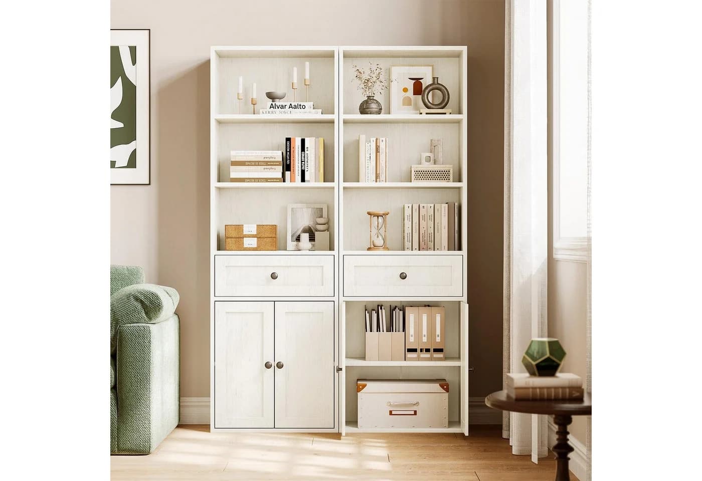 ODK Bücherregal Weiß 5 Ebenen mit Türen & Schublade - Bild 3