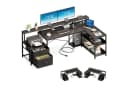 ODK U-Form Schreibtisch Schwarz mit Steckdosen & USB Bild 3