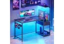 ODK Gamingtisch mit LED-Beleuchtung, Regal & Schublade in Carbon-Optik Schwarz Bild 2