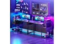 ODK Gamingtisch mit LED-Beleuchtung, Regal & Schublade in Carbon-Optik Schwarz Bild 5
