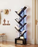 ODK Bücherregal Baumform Schwarz/Weiß mit LED-Licht Bild 1