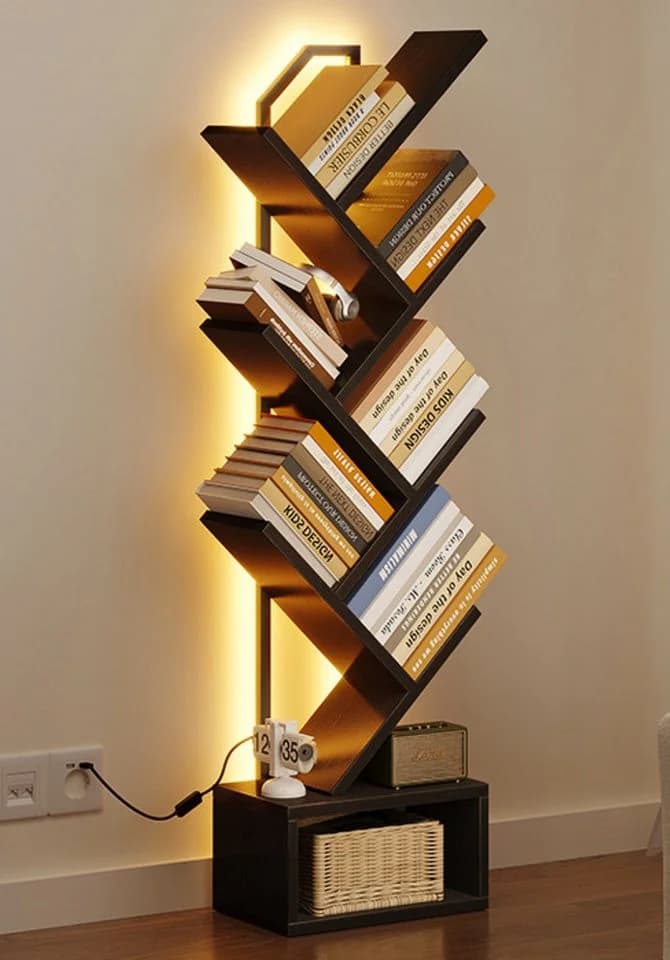 ODK Bücherregal Baumform Schwarz/Weiß mit LED-Licht - Bild 2