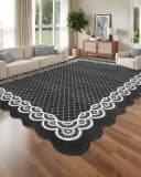 GarveeMore Teppich Schwarz Moderner Flachflor mit rutschfestem TPR-Rücken Bild 2