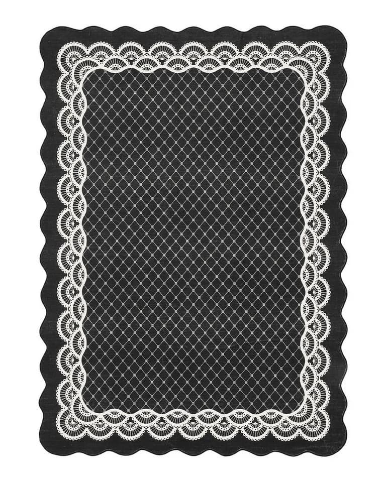 GarveeMore Teppich Schwarz Moderner Flachflor mit rutschfestem TPR-Rücken - Bild 3