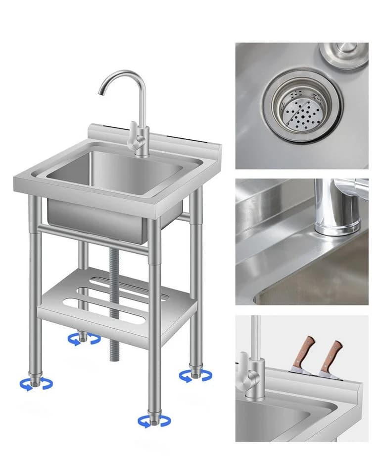 GarveeMore Waschtisch-Set Edelstahl mit Unterbauschrank - Bild 3