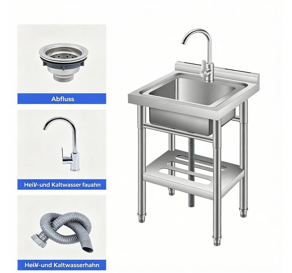 GarveeMore Waschtisch-Set Edelstahl mit Unterbauschrank - Bild 4