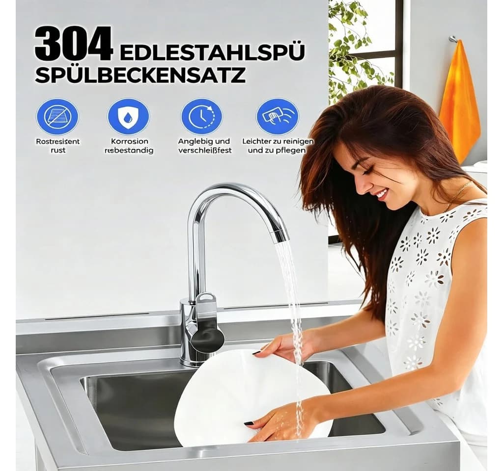 GarveeMore Waschtisch-Set Edelstahl mit Unterbauschrank - Bild 5