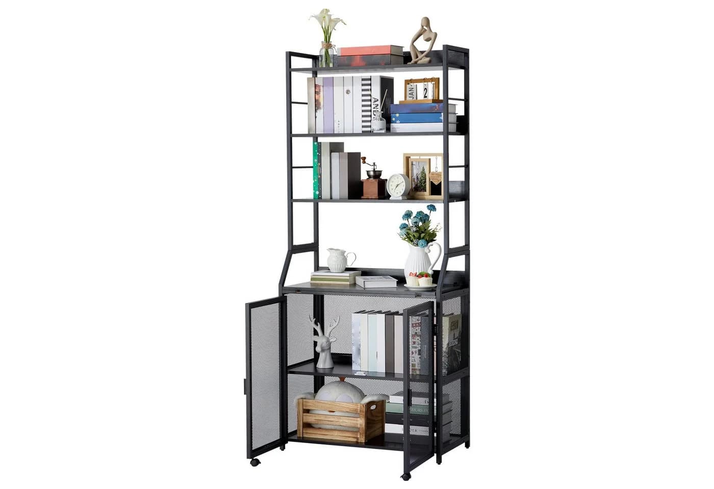 GarveeMore Regal-Schreibtisch 2-in-1 mit Kippschutz und Schranktür
